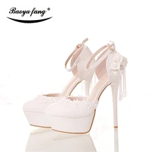 New Summer Women Sandals Fashion Bride Wedding shoes ankle Strap Platform shoes Party dress shoes Tassel Ladies Summer sandals