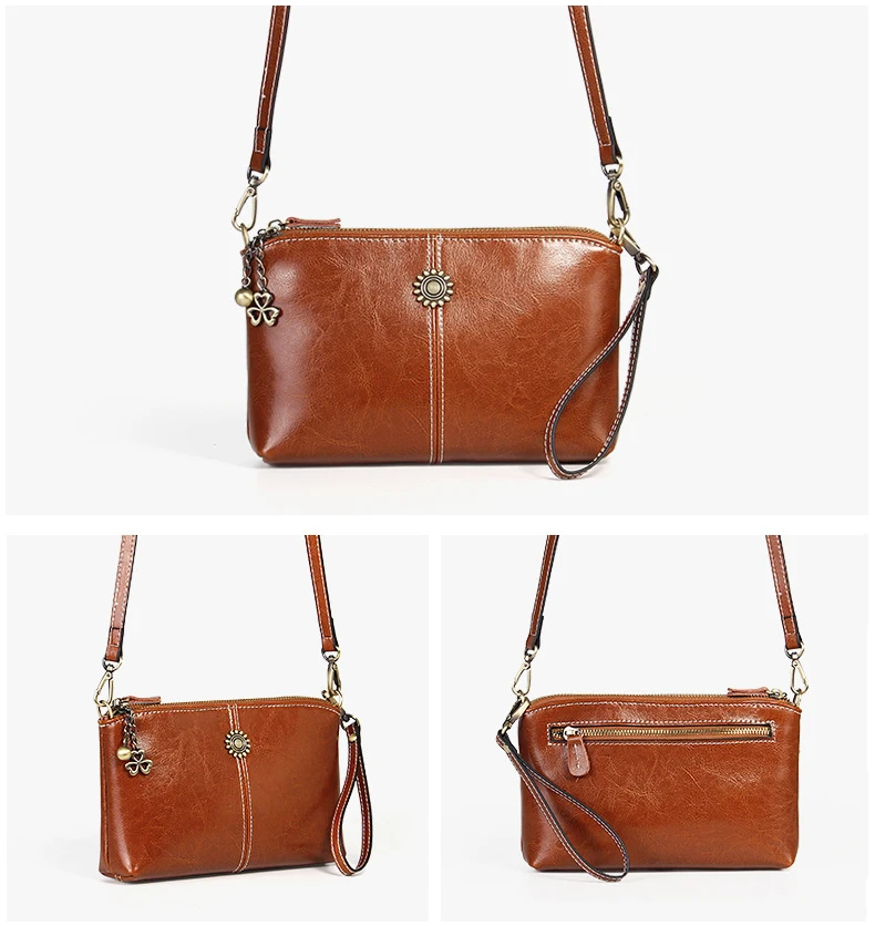 Couro genuíno das mulheres bolsa de ombro