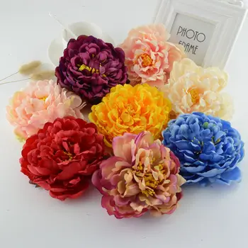 

1pcs Silk Peony Head Artificial Flowers Simulation for home wedding car decoration DIY Scrapbooking Bride bouquet Fake Flowers