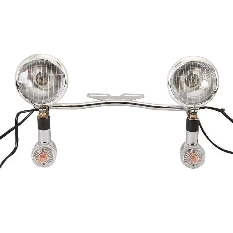 

Motorcycle Cruiser Front Headlight Steel Bar Bullet Turn Signal Indicator Light Chrome for Honda Suzuki Kawasaki Harley Davidson