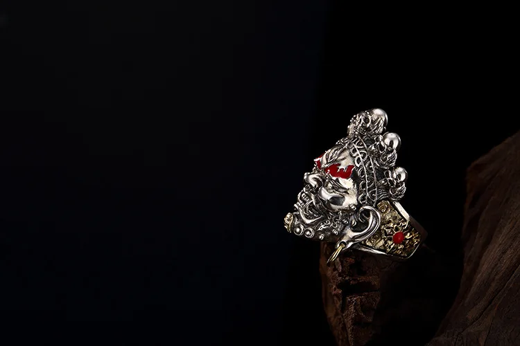 925 пробы Щепка Винтаж лицо мода кольцо с крутым черепом для Для мужчин властная кольцо с регулировкой размера дизайн ювелирных изделий