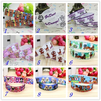 

7/8'' Free shipping dog paw printed grosgrain ribbon hairbow headwear party decoration diy wholesale OEM 22mm D245