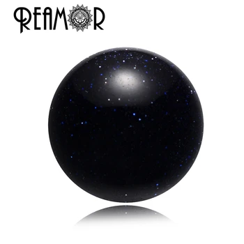 

REAMOR Blue Sandstone Natural Stone Beads Night & Starry Sky Round Small Hole Beads Charms For Bracelet Jewelry Making Wholesale
