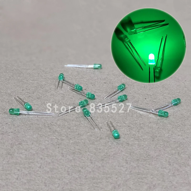 

100pcs/lot 3mm emerald green in color DIP Round LED light emitting diode short legs DIY lights LEDS Light Beads New original