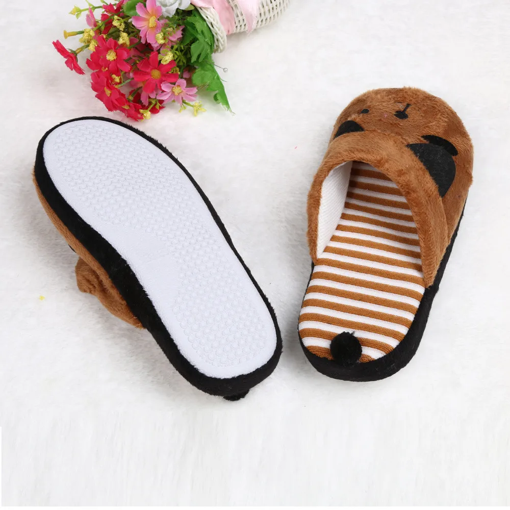 

Lovely Cartoon Panda Home Floor Soft Stripe Slippers Female Shoes Cartoon Home Shoes Soft Warm Slippers Floor Indoor Shoes