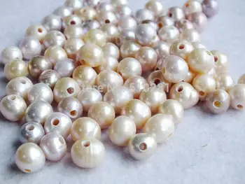 

free shipping!!! High quality 9-10mm Purple Freshwater Round Potato Pearls With 2mm Hole LK-3222