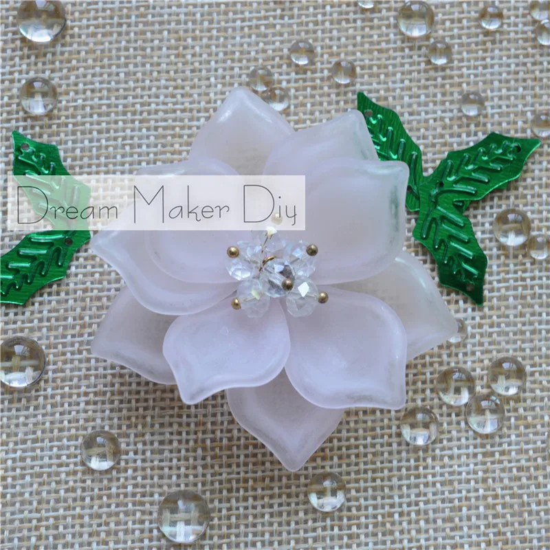 

6pcs/lot aprox 50mm flat back Resin leaf rhinestone flower design for craft wedding embelishment hair accessory DIY