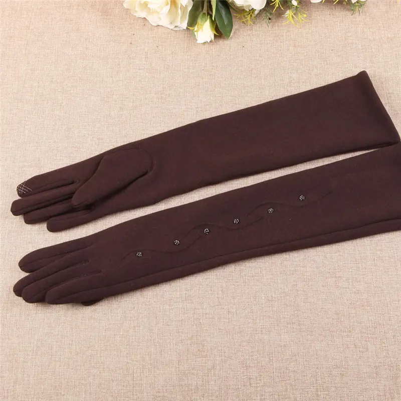 Закрученные бархатные перчатки с манжетами для женщин на осень и зиму, средней и длинной секцией, с пятью пальцами, вязаные, плотные, теплые, с рукавом, теплые, BL023N1 - Цвет: BL023N1  brown