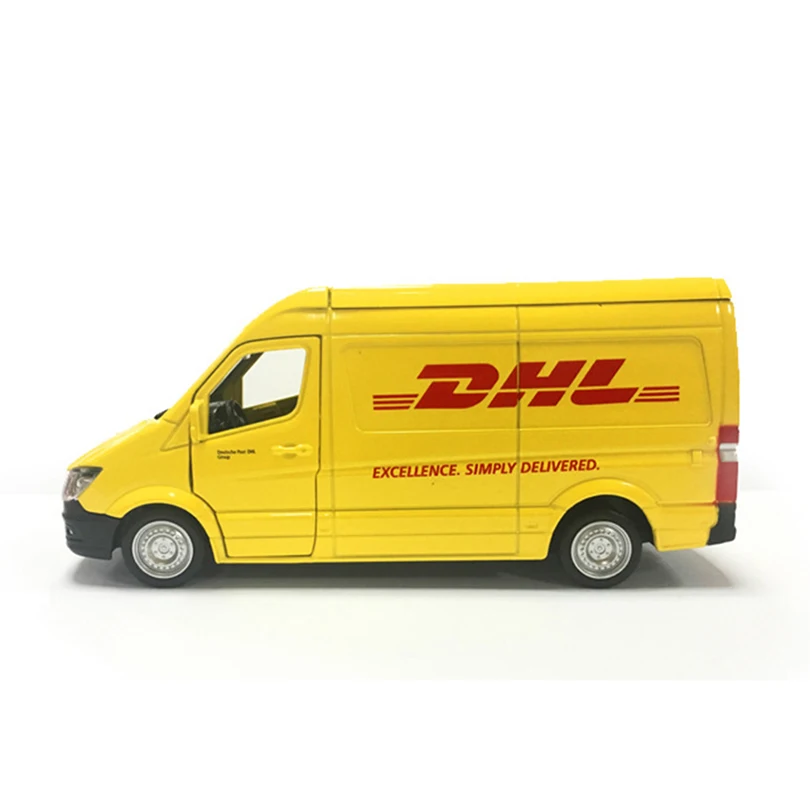 Грузовик, DHL, 1:36, игрушечный автомобиль, сплав, оттягивающийся, мини-автомобиль, копия, Авторизованная оригинальной фабричной моделью, коллекция игрушек