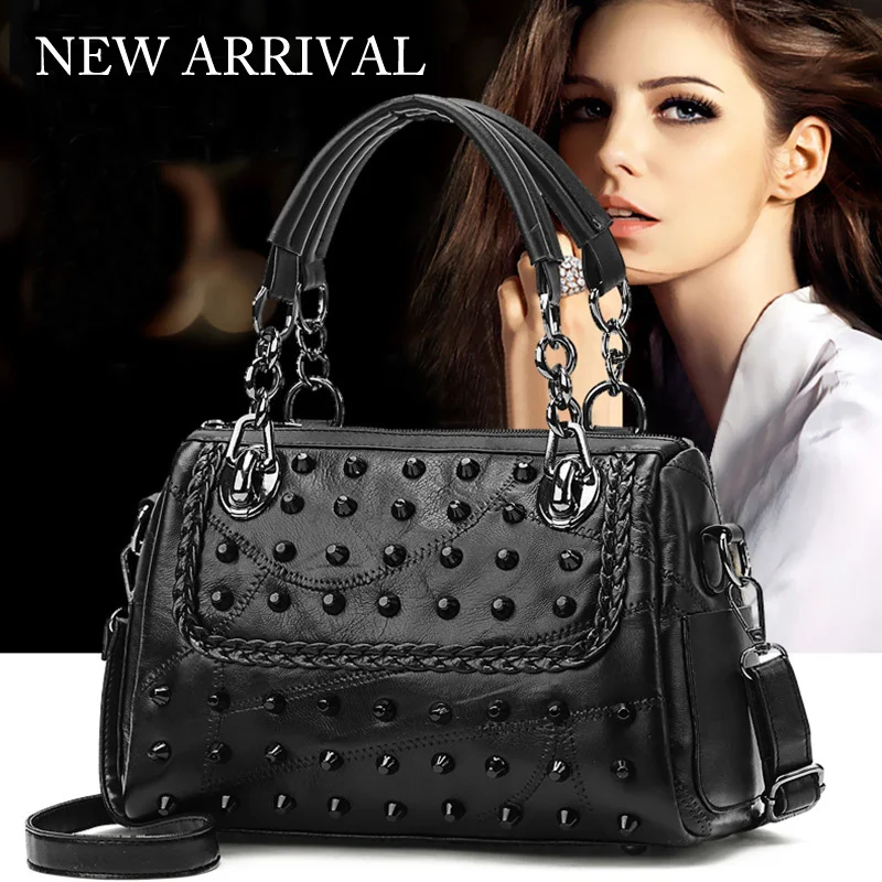 Genuine Leather Bag Female Sac a Main Femme de Marque Luxe Cuir 2019 Black Brand Tote Bags for