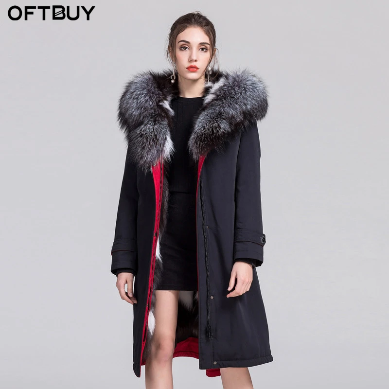 OFTBUY 2017 long parkas Winter jacket women parka Real natural Fur coat ...