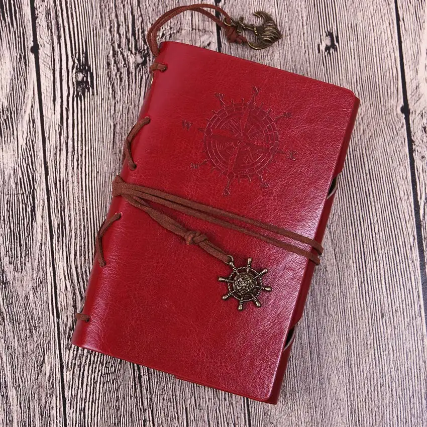 Классический винтажный блокнот из крафт-бумаги и журналов с медным покрытием морской якорь, блокнот для путешествий, пиратский дневник, блокнот - Цвет: Red