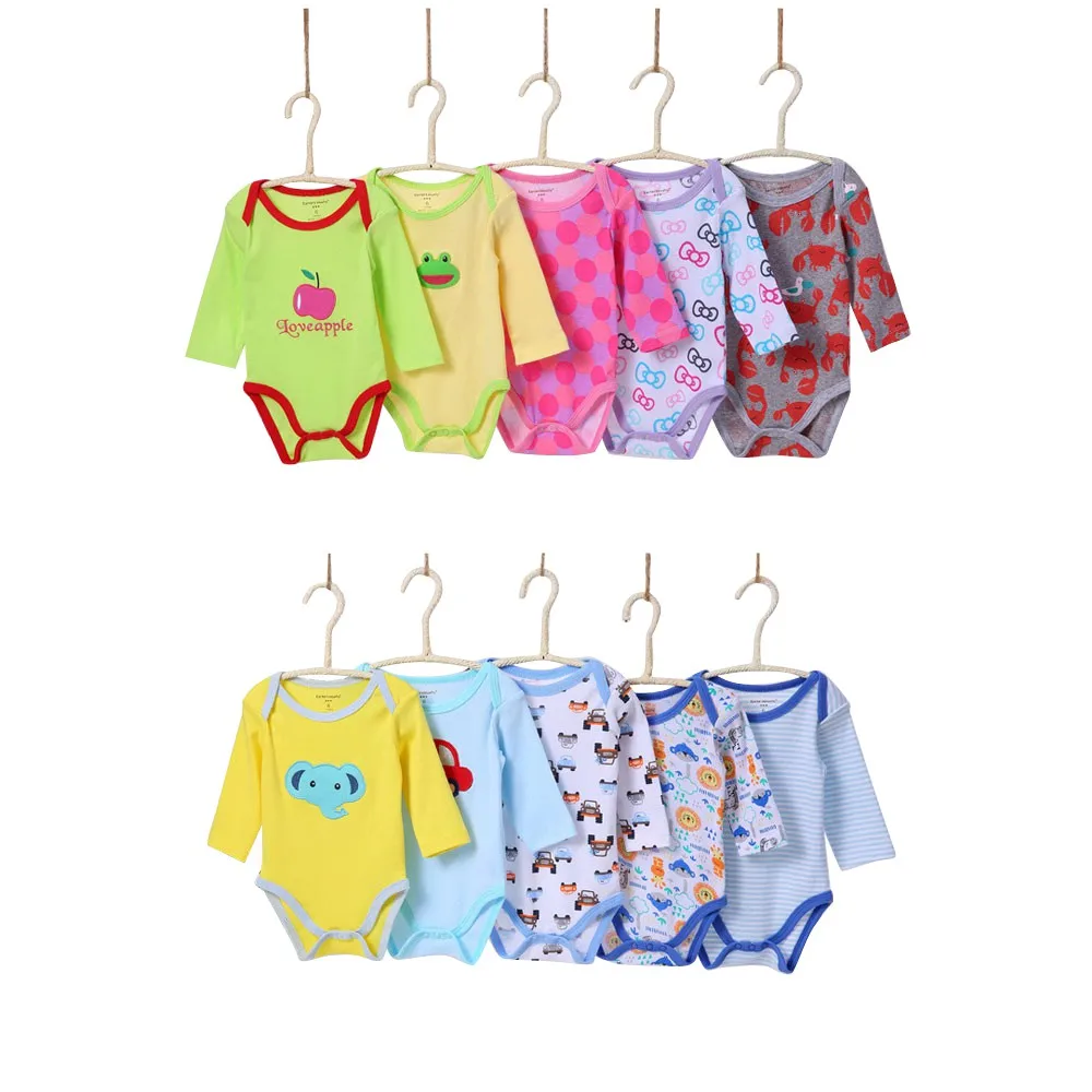 

5Pcs Baby Girl Boy Cotton Long Sleeve Jumpsuit Romper Pajamas Cartoon Cute Jumpsuit Newborn Casual Outfits Random Color