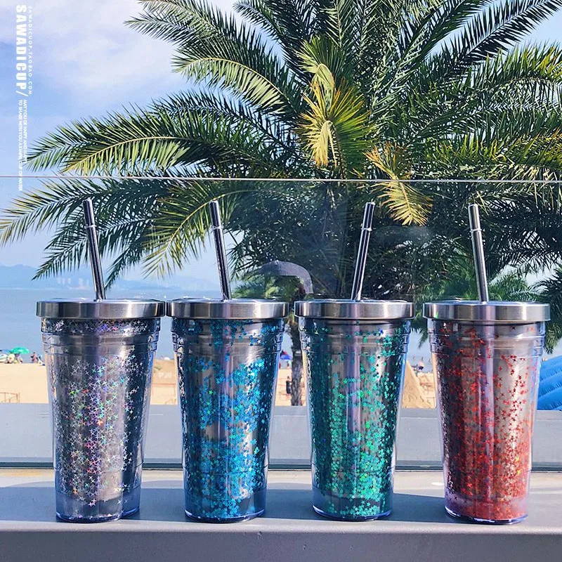 

2019 fashion Large Capacity 550ML my water bottles Stainless steel tea milk coffee mug creative travel cup with straw and lid