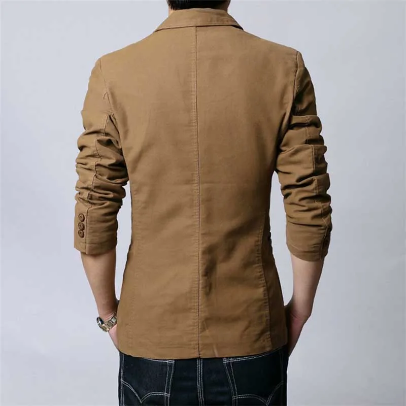 Осень-весна Для мужчин Повседневное Блейзер Куртка Slim Fit Хлопок 2 пуговицы костюм певица Блейзер Пальто Мужской Костюмы плюс Размеры 5XL 6XL