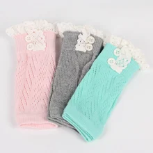 Для девочек Детские Гетры вязаные крючком кружева загрузки манжета для ноги теплые носки для девочек Legwarms