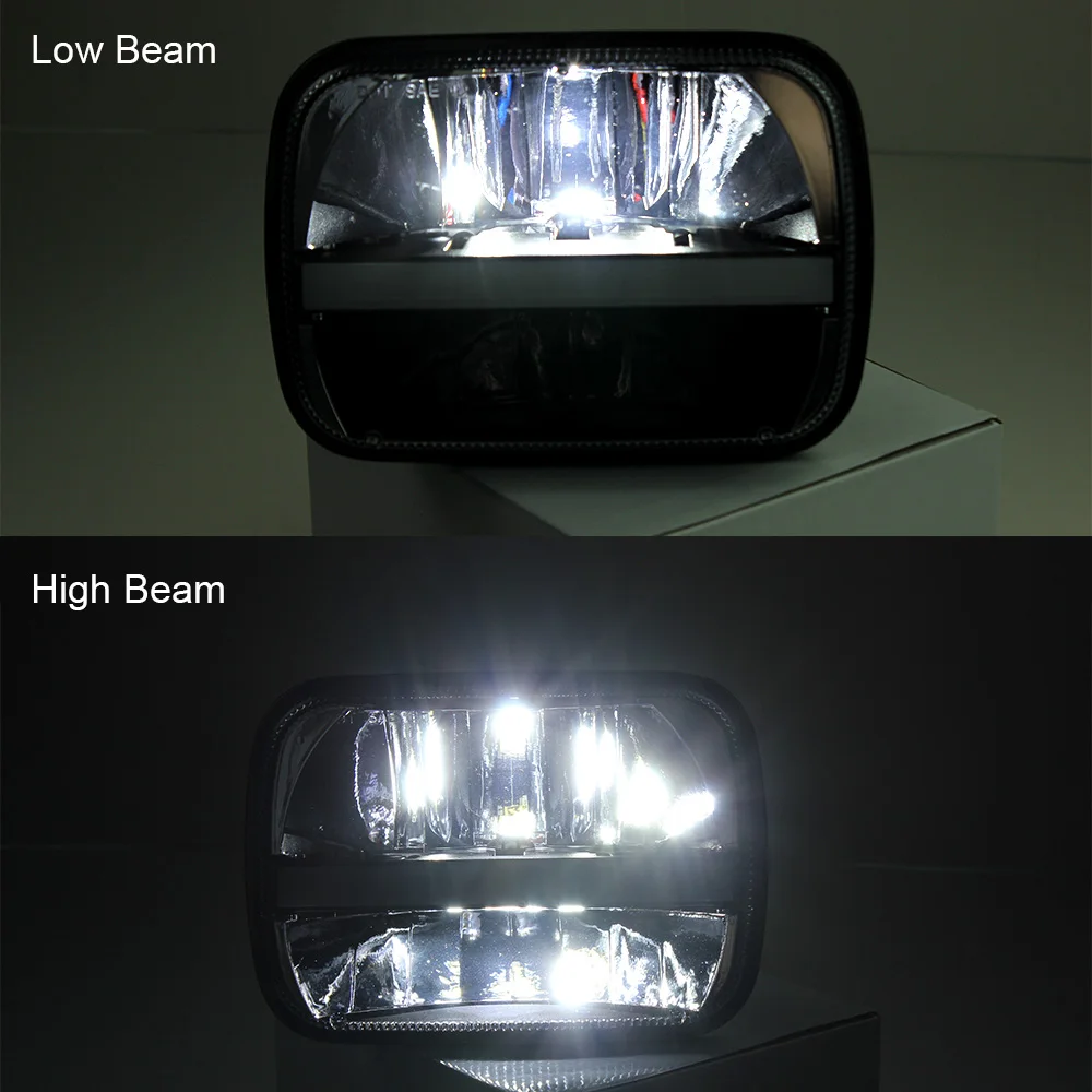 5 x 7 Rectangular LED Headlights DRL Turn Signal For Jeep Wrangler Cherokee XJ Trucks Offroad Headlamp Replacement H6054 H5054 (8)