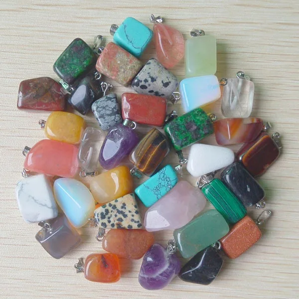 

2017 Fashion Hot Sell Assorted Natural stone Mixed Irregular shape charms pendants 36pcs/lot Wholesale free shipping