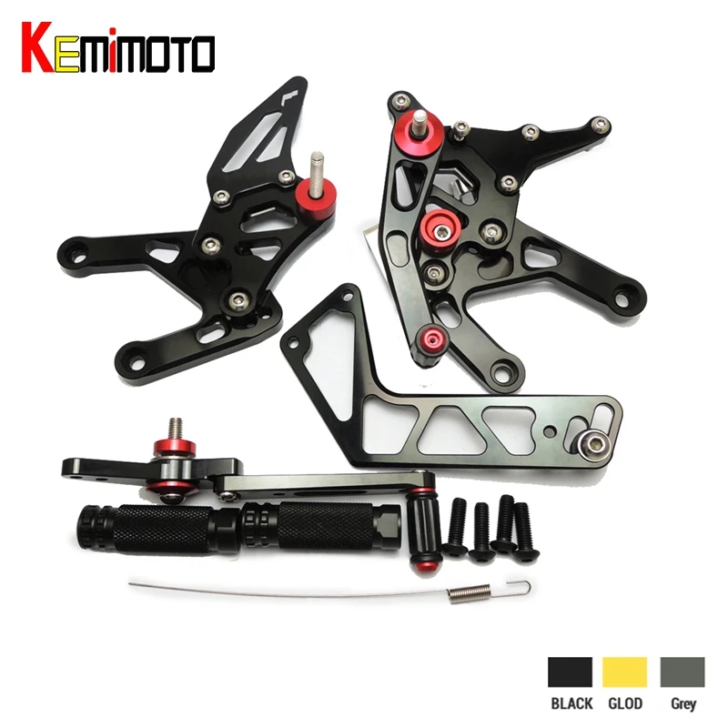 

KEMiMOTO Motorcycle CNC Parts YZF R1 2015 2016 Rear Sets For Yamaha YZF-R1 2015 2016 R1 CNC Adjustable Rearsets Foot Rests Pegs