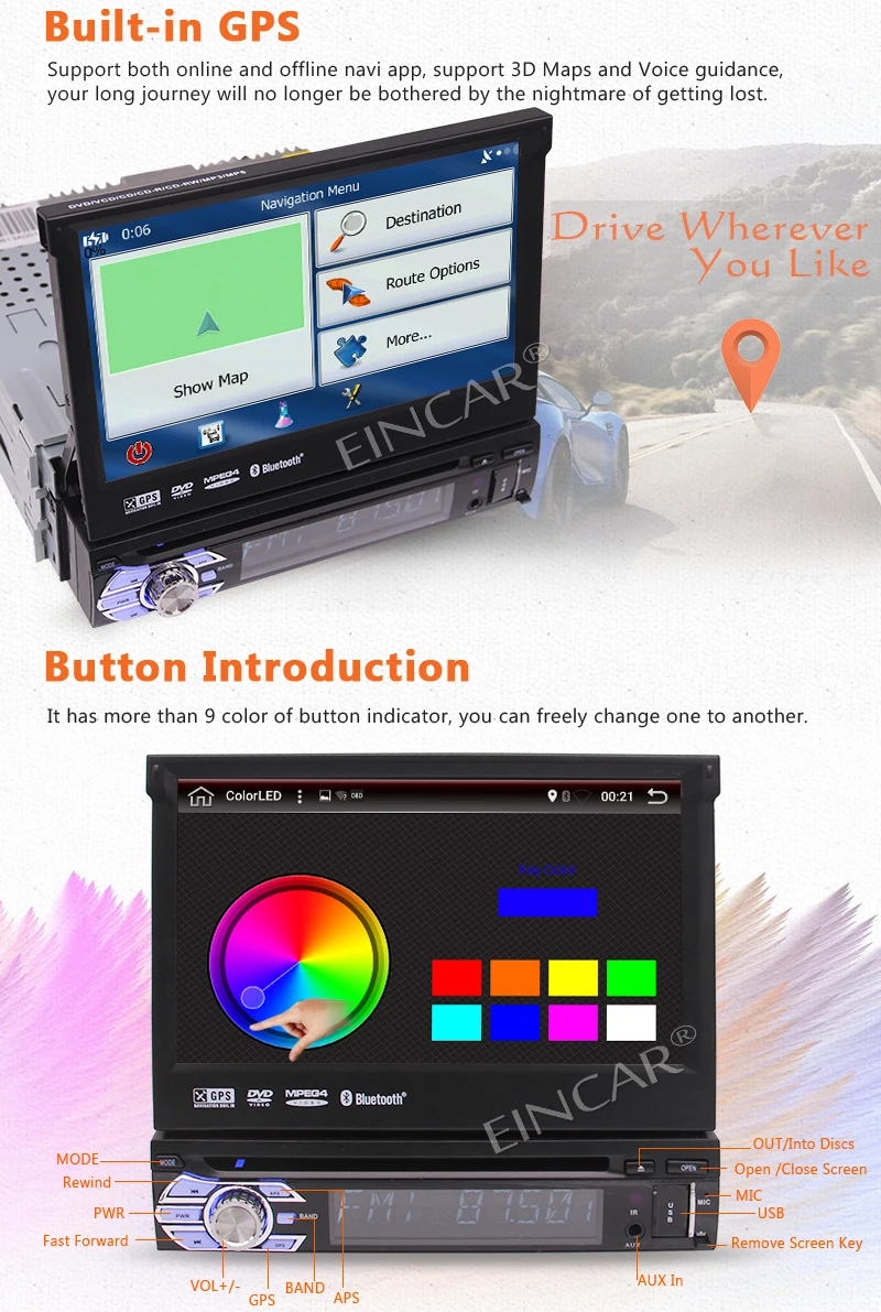 Top support WiFi,3G/4G,AM FM Radio and Steering Wheel Control Function 7 inch single din android 6.0 1080P HD video Removable panel 1 Top support WiFi,3G/4G,AM FM Radio and Steering Wheel Control Function 7 inch single din android 6.0 1080P HD video Removable panel 1