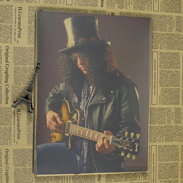 Guns N плакат с розами ВИНТАЖНЫЙ ПЛАКАТ Slash рок-гитарист живопись Мастер ретро плакат Поющая звезда Плакат домашний декор