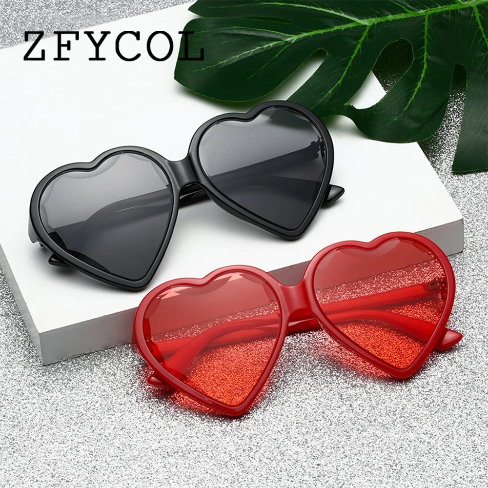 

ZFYCOL Heart Sunglasses Women Luxury Brand Design Red Sun glasses for Ladies Ovesize shades Female UV400 zonnebril dames