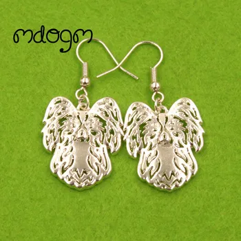 

2020 Cute Papillon Dog Animal Pendant Drop Earrings Golden Silver-Plate Funny Summer Metal For Women Girls Woman Ladies E146