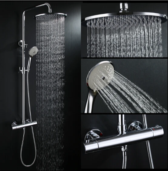 

Luxury High Quality Bathroom Chrome Rain Shower Set, Thermostatic Shower Faucet Bath & Shower Faucet Set, Wall Mounted