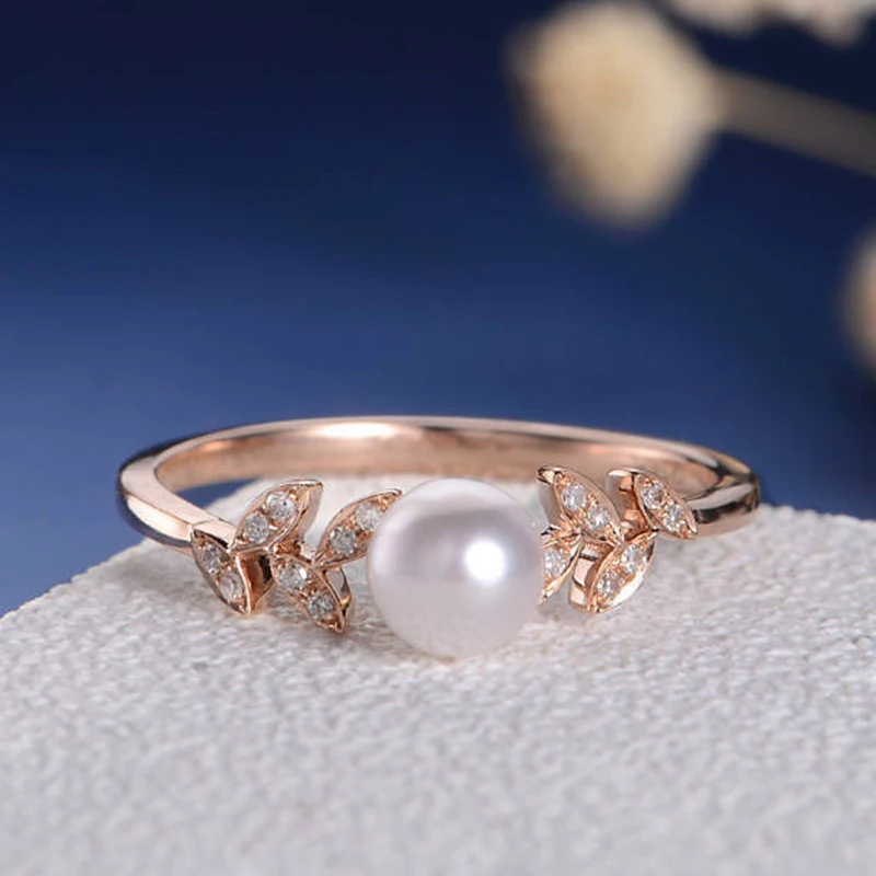 Rose Gold Moonstone Ring Twilight Wedding Party Rings for Women Jewelry Couple Love Ring Women Accessories Anillos B3D124