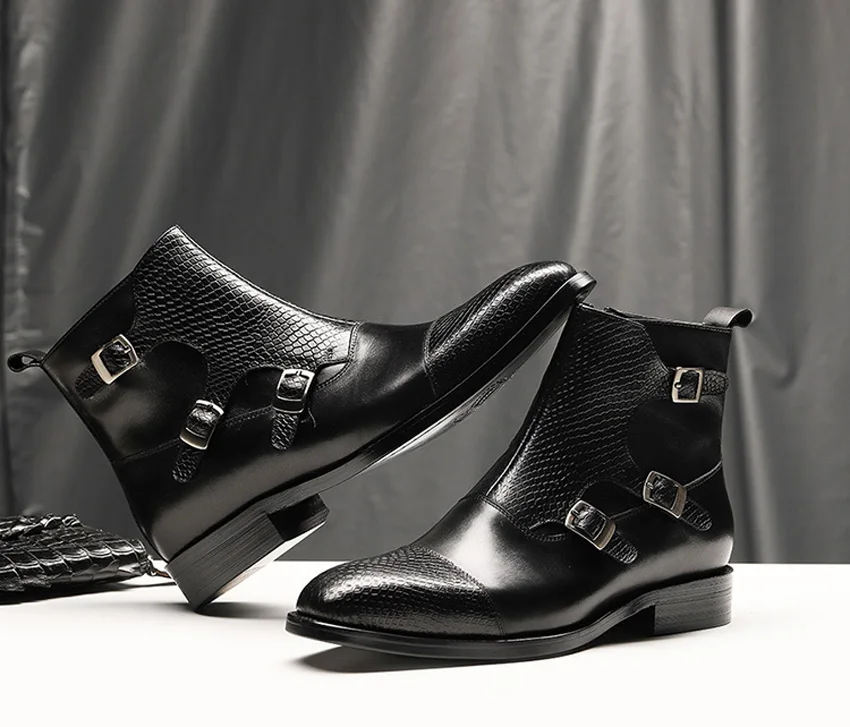 DESAI/Роскошная Брендовая обувь из кожи с натуральным лицевым покрытием; деловые и официальные ботинки для мужчин; модные высококачественные мужские зимние ботинки «Челси» в британском стиле