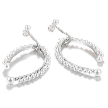 

[MeiBaPJ]Luxurious 925 Sterling Silver Fashion Big Stud Earrings for Women & Classic Style Brand Shell Pearl Fine Jewelry