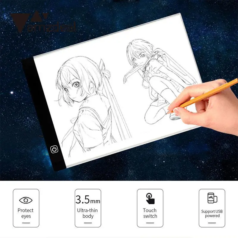 AMZDEAL Portable LED Light Tracing font b Drawing b font Pad Electronic USB Cable Dimable Optical