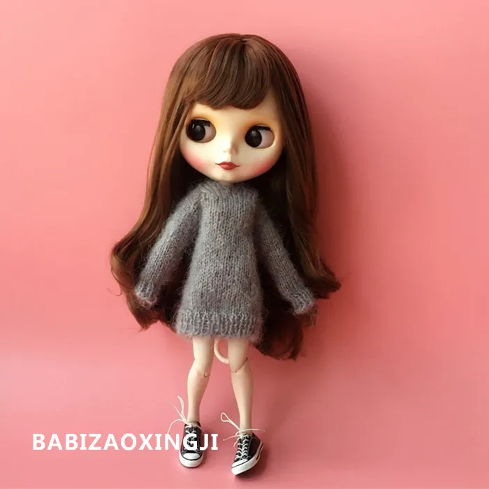 Мода 1/6 Одежда для кукол blyth одежда свитер для 30 см кукла blyth 1/6 Pullip Кукла Одежда для Барби - Цвет: Серый