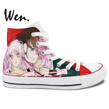 Вэнь дизайн на заказ красная ручная роспись обувь Diabolik Lovers женские мужские высокие холщовые кроссовки рождественские подарки на день рождения