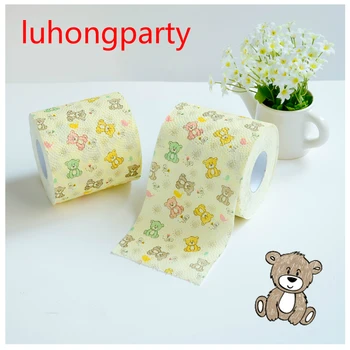 

2packs 24m/pack Lovely bear Printed Paper Toilet Tissues Roll Paper Novelty Toilet Tissue Wholesale