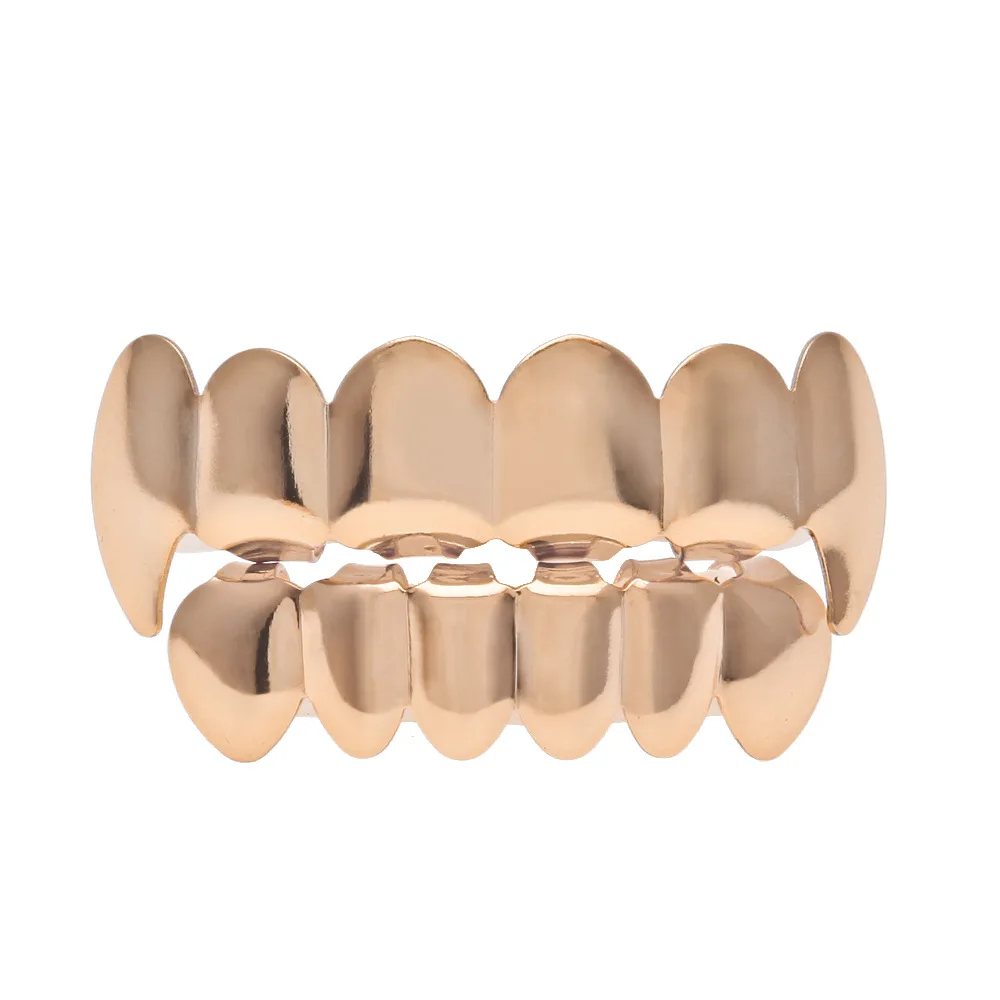 Хип-хоп 6 верхних и нижних зубов золотого, серебряного, розового, золотого цвета набор зубных грилей вампира для мужчин и женщин ювелирные изделия - Окраска металла: Rose Gold Set