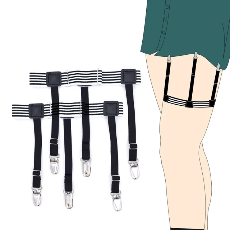 

Men Shirt Stays Belt Garment Clips with Non-slip Locking Clips Keep Shirt Tucked Leg Thigh Suspender Garters Strap