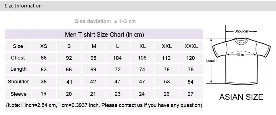 MEN SHORT SLEEVE SIZE CHART NEW