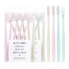 10 шт Розовый Зубная щётка двойная Ультрамягкая зубная щетка бамбук древесный уголь нано щетка Зубная щетка для ухода за зубами для поддержания гигиены зубов кисть