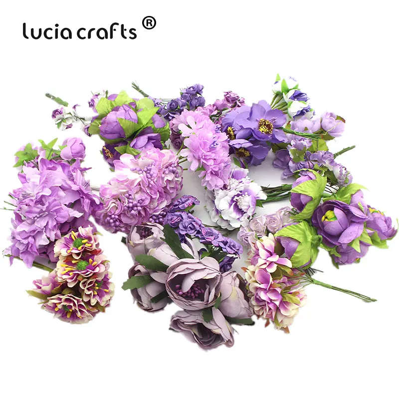 Lucia crafts 10 пряди, около 50 голов многоцветные Искусственные цветы свадебное оформление букета цветы DIY материалы A0309 - Цвет: Purple