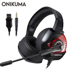 Onikuma PC Gamer стерео гарнитура шлем PS4 наушники Игровые наушники с микрофоном для новых Xbox One ноутбук планшетных