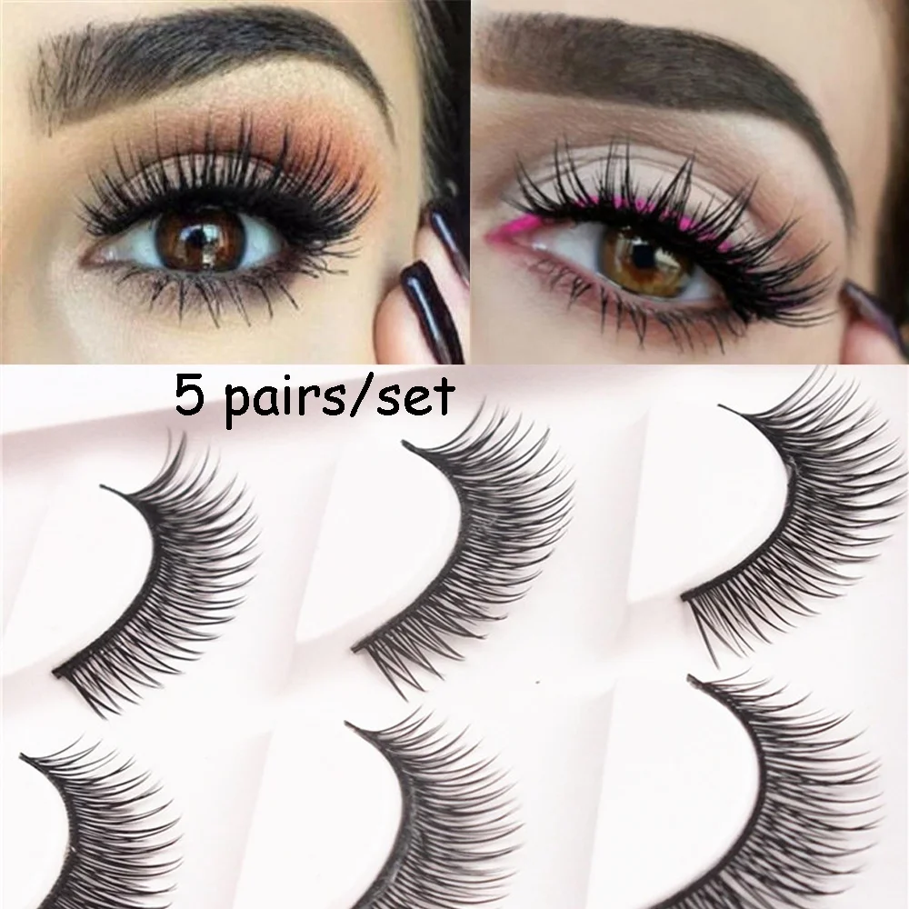

5Pairs False Eyelashes Natural Faux Mink Lashes Thick 3D Eyelashes Crisscross Full Strip Lashes Handmade Eyelashes Makeup Tooll