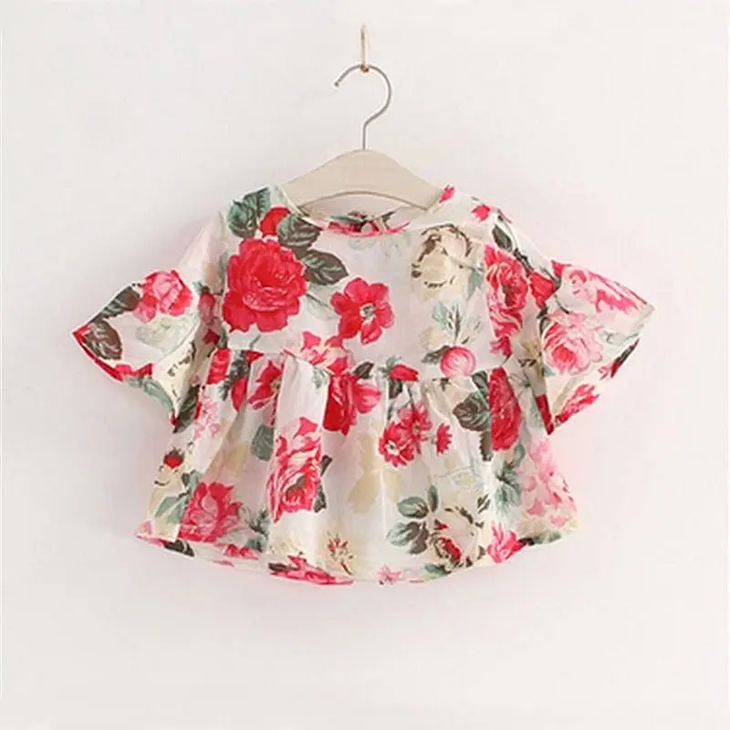 Kids Baby Girls Tops Baby Girl Casual Floral Prints Fashion O Neck