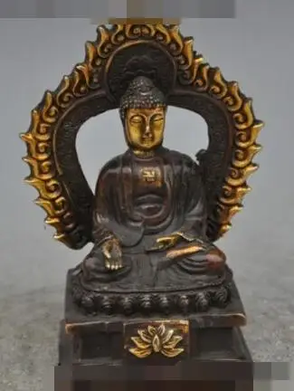 

S05617 tibet buddhism bronze gilt lotus sakyamuni Tathagata Amitabha buddha statue