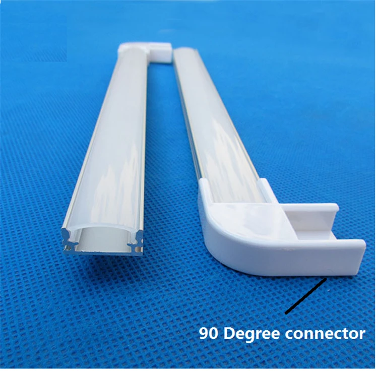 2-30 шт./лот, 0,5 м/20 дюймов каждый, алюминиевый профиль для светодиодной ленты с более чем для 12 мм pcb, 90/180 градусов угловой соединительный канал