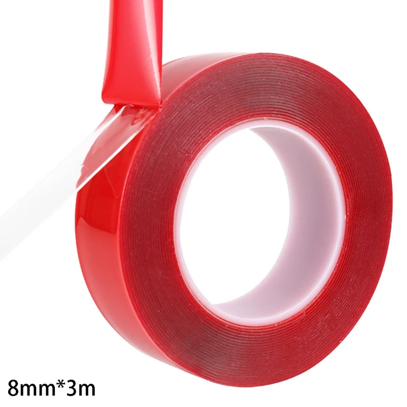 Красная Двухсторонняя клейкая лента высокопрочная акриловая гелевая прозрачная без следов наклейка для автомобиля Авто интерьерная фиксированная - Цвет: 6mmx3m