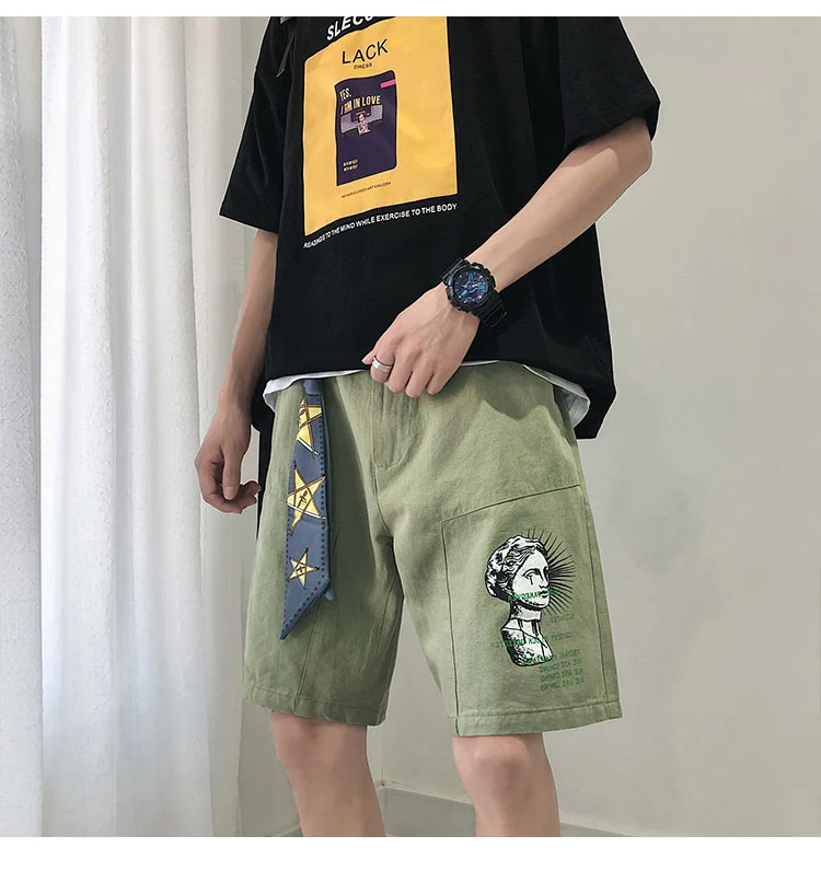 LAPPSTER мужские забавные уличные летние шорты цвета хаки с лентами в стиле хип-хоп спортивные шорты-карго Harajuku повседневные мужские хлопковые шорты