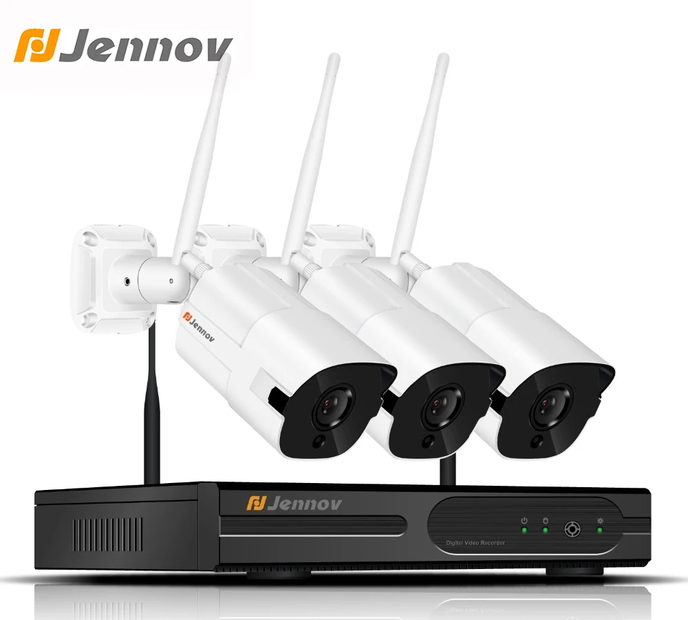 

Jennov 4CH 2MP Security Camera System Wifi Surveillance Camera CCTV Set Wireless NVR 1080P P2P HDMI IP Cam Weatherproof