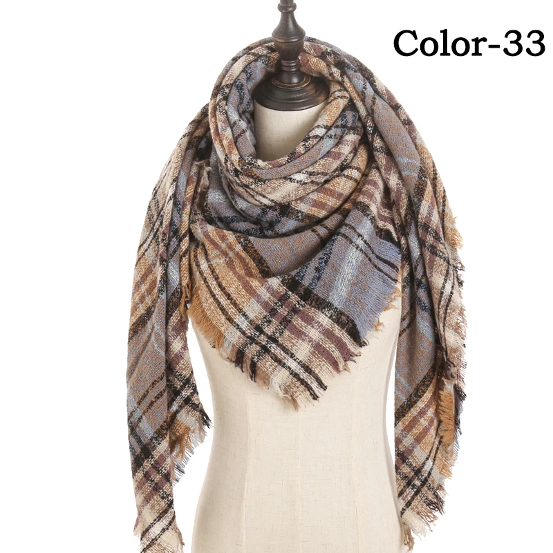 2021 new Cashmere Scarf For Women Plaid Knitted Triangle Pashmina Winter Warm Shawl Wraps Bufanda Female Soft Neck Echarpe