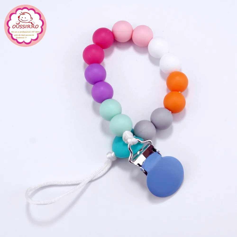 Light blue Sutoyuen, ручная работа, силиконовая соска, зажимы для младенцев, цепочка для соски для малышей, прорезыватель, жевательные игрушки, детский прорезыватель, подарок для душа - Цвет: Light blue